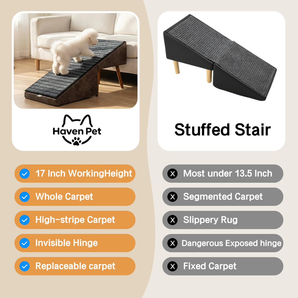 Haven Pet foldable ottoman design saves space when not in use.