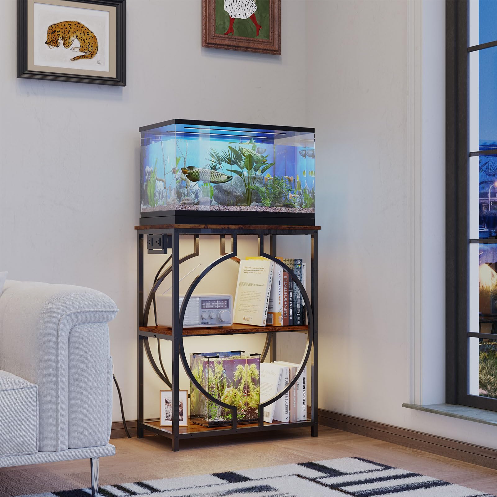 HavenlyYouth 10gal stand side view highlighting slim footprint for tight spaces.