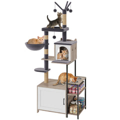 HavenlyYouth cat tree with perches gray offers cozy resting space for multiple cats