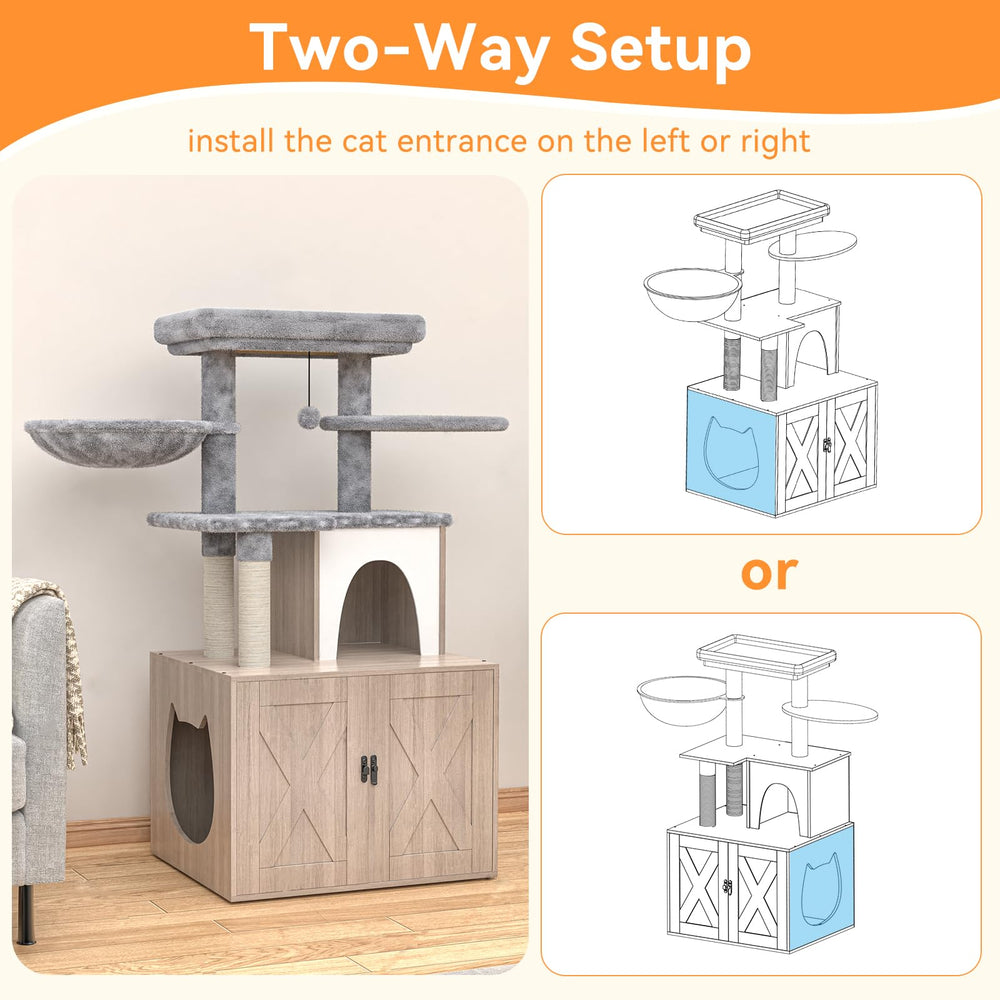 HavenlyYouth magnetic double cabinet doors enable tidy litter access.