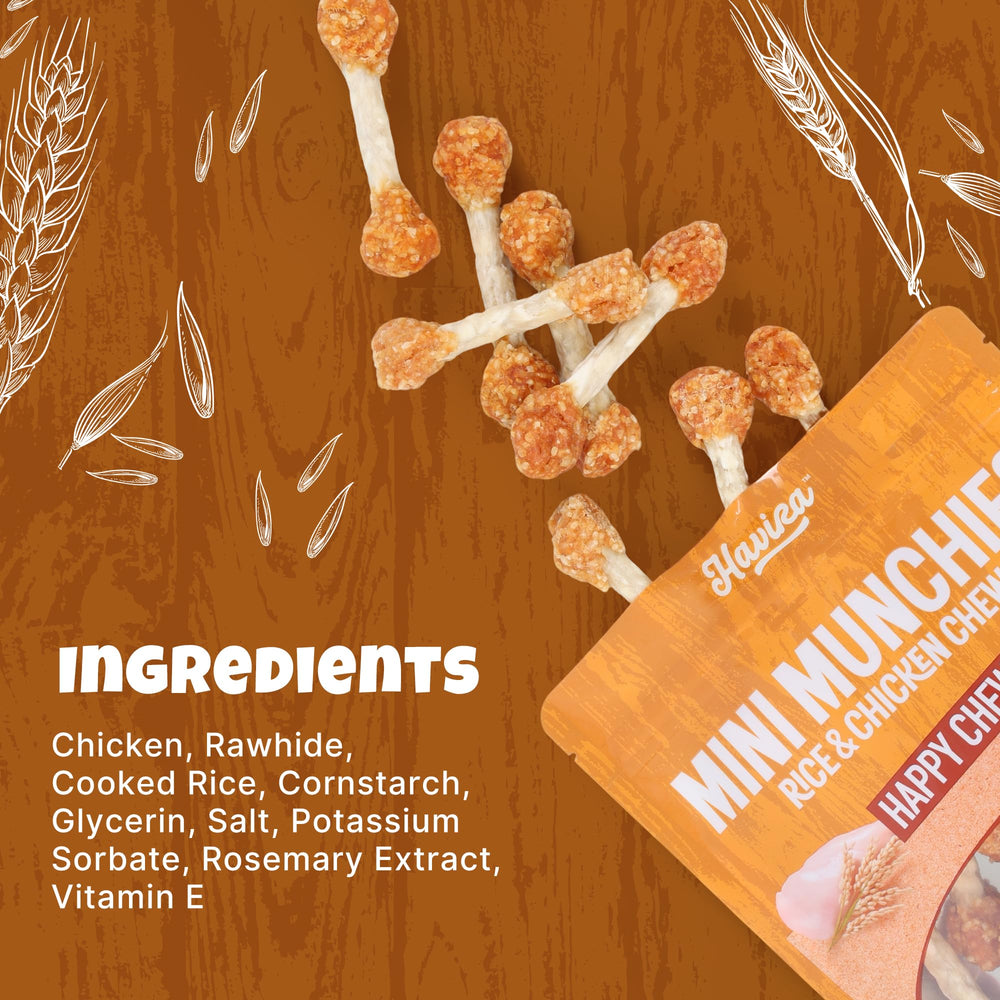 Havira chicken rice flavored dog treats shown for training use