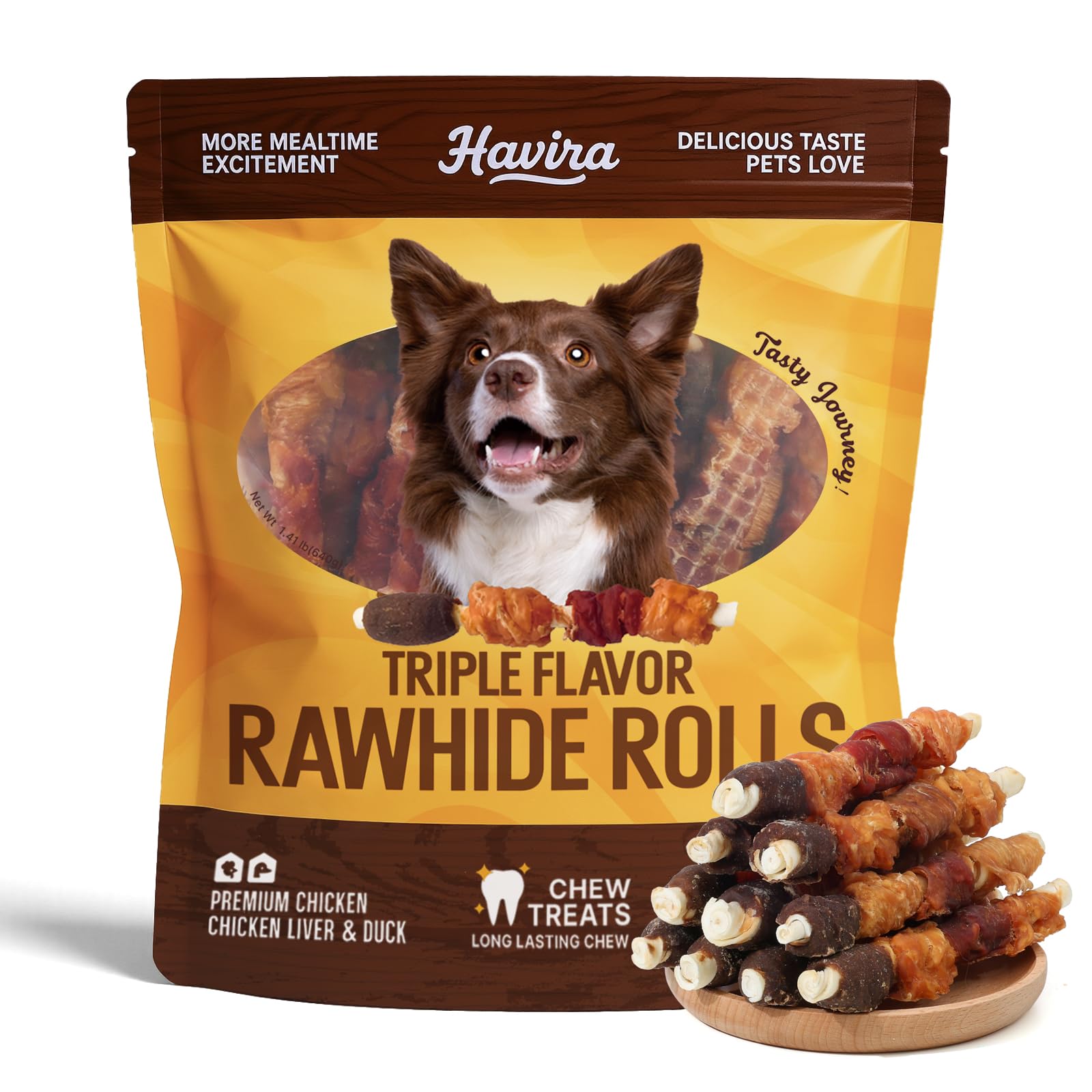 Havira triple flavor chew sticks for small dogs support training focus.
