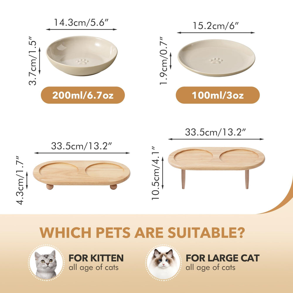 Havniva bowls on a two-height stand adapt to growing kittens and senior cats.