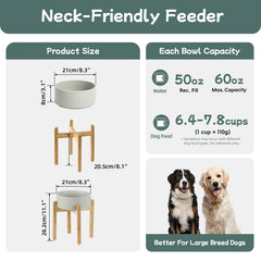Havniva ceramic raised bowl with stand improves dining posture for big dogs.
