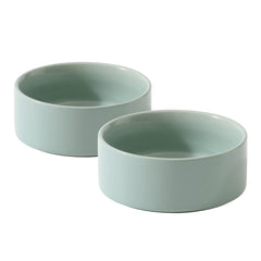 Havniva ceramic dog bowls set with two 6-inch light-green bowls for stable meals