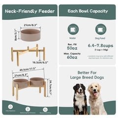 Havniva ceramic dual bowls on stand designed for large dogs and easy feeding.