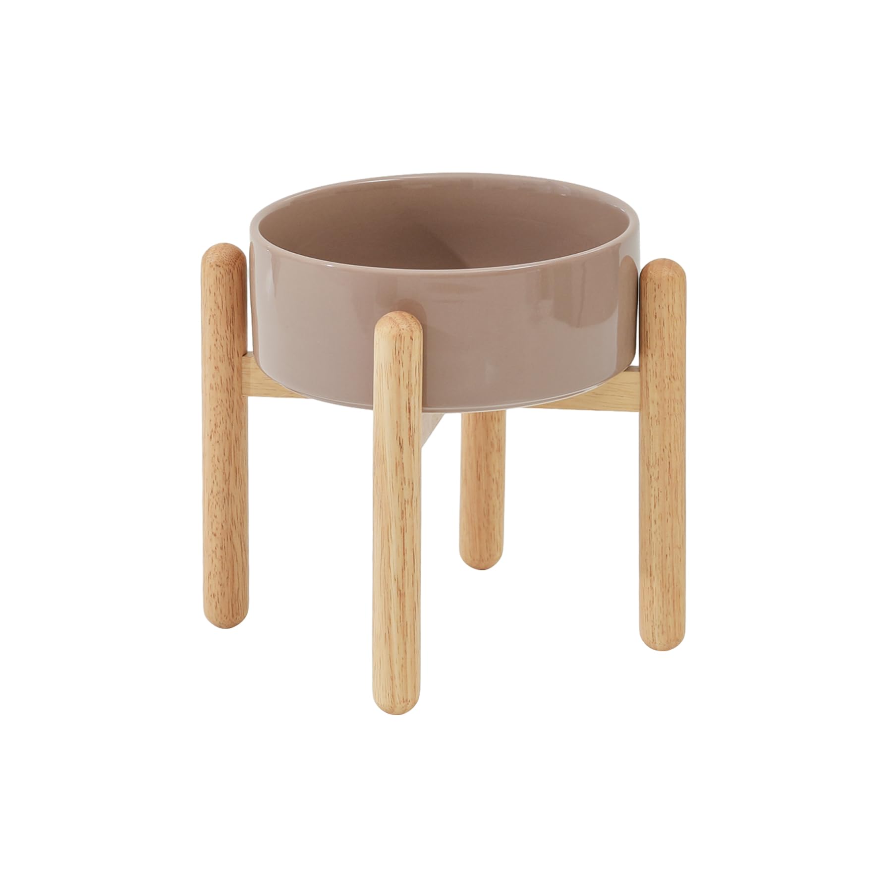 Havniva ceramic raised dog bowl with stand in brown coffee finish for easy meals