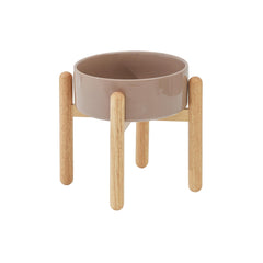 Havniva ceramic raised dog bowl with stand in brown coffee finish for easy meals