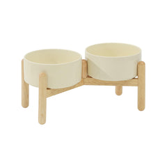 Havniva ceramic raised dog bowl with stand; side view shows elevated design for easy access during meals.