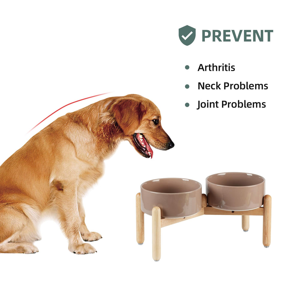 Havniva wooden stand elevates feeding, supporting better posture for mid-size dogs.