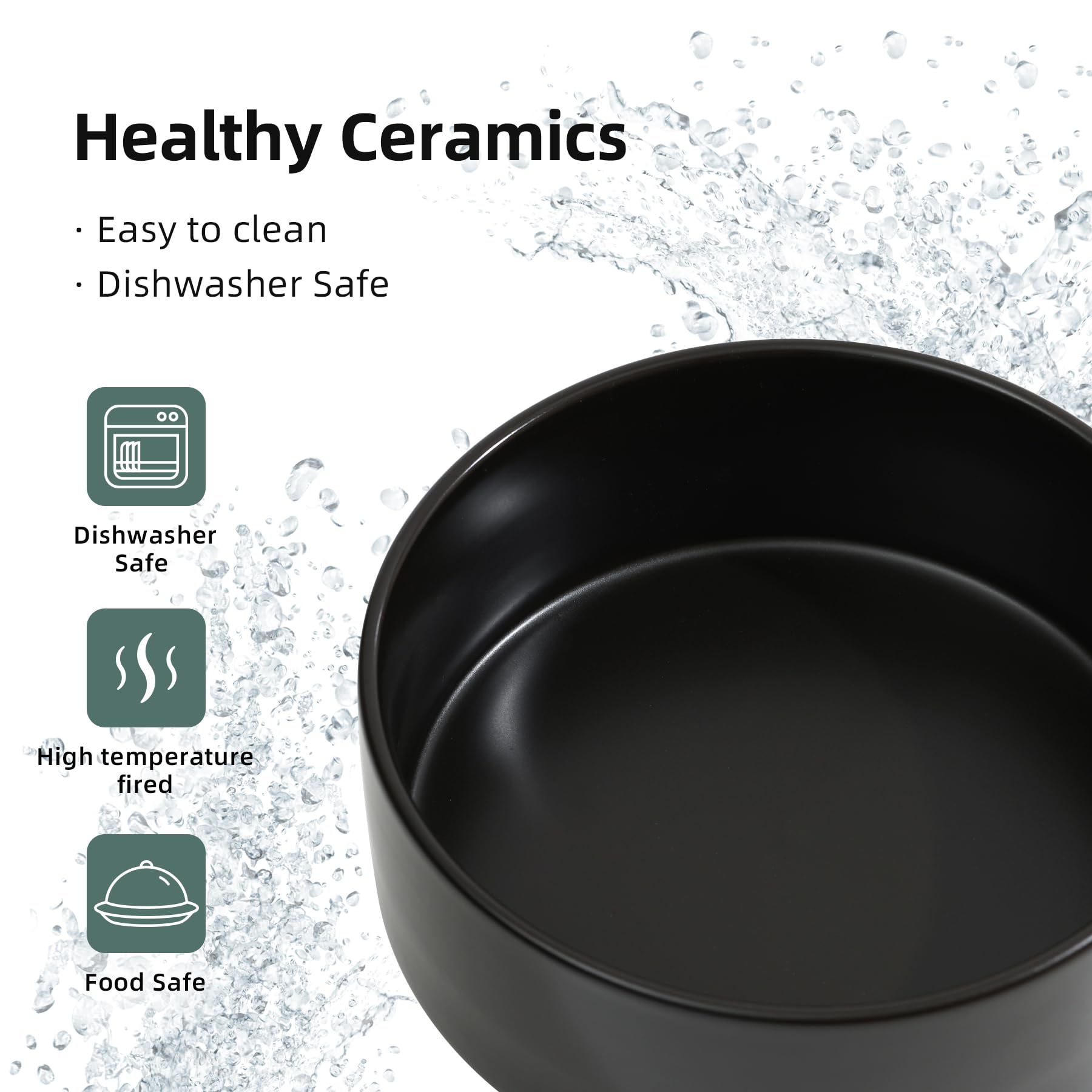 Havniva ceramic dog bowl with modern matte finish blends with home decor.