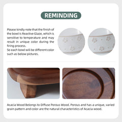 Havniva elevated cat bowls set on a natural stand for easier dining