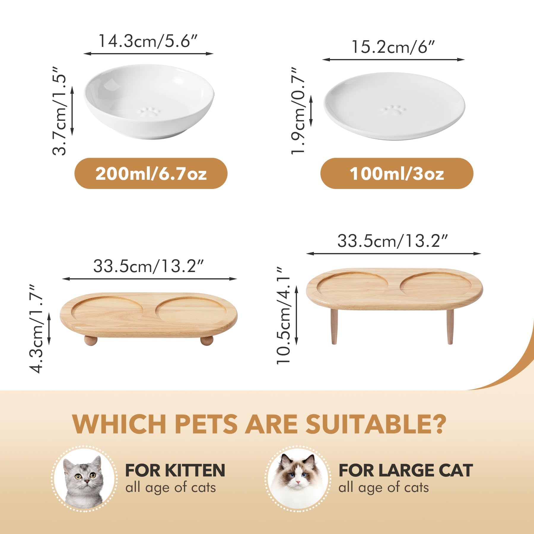 Havniva two-height stand elevates bowls for comfortable posture and easier access for kittens.