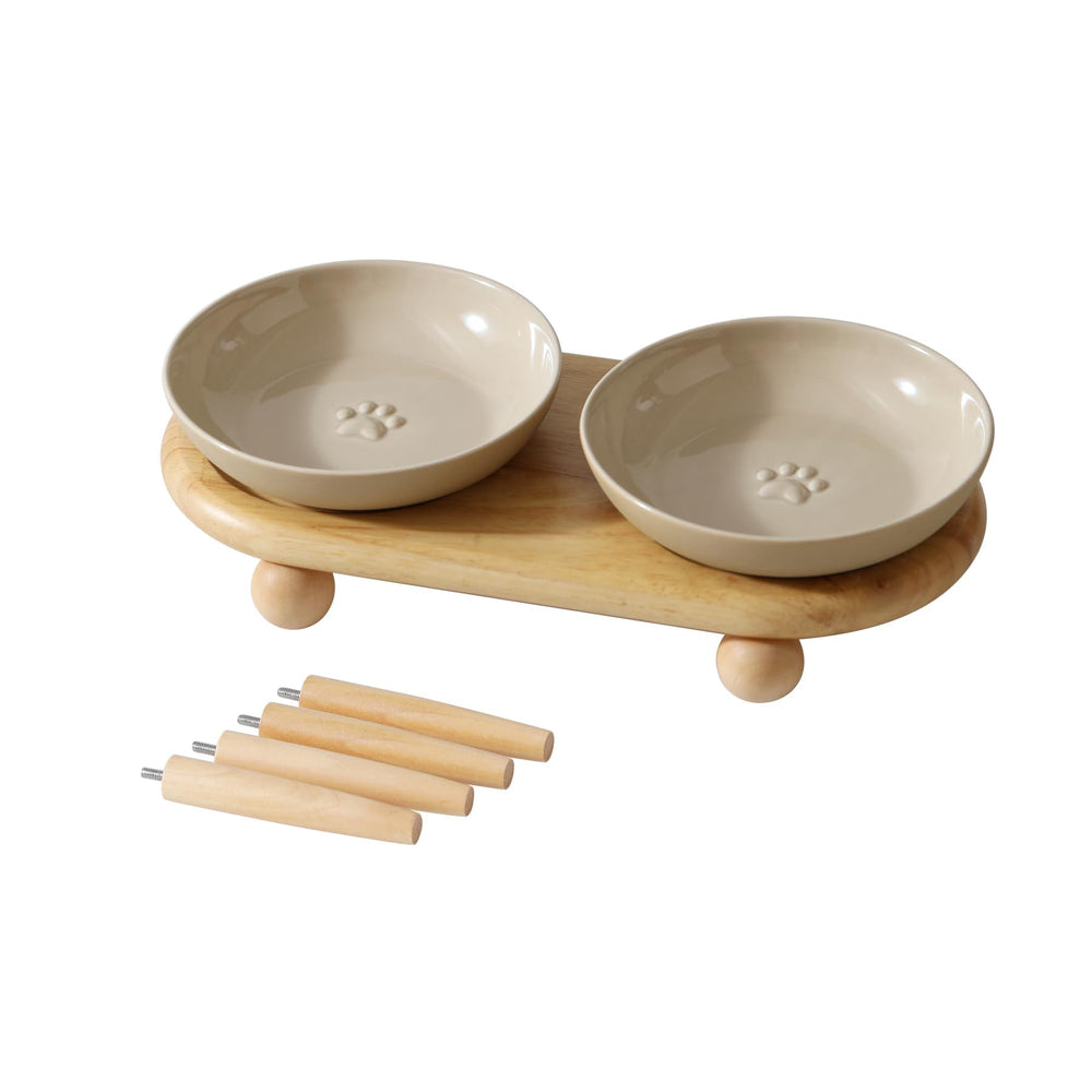 Havniva elevated cat bowls with two-height stand for versatile meals