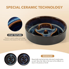 Havniva non slip wood stand keeps bowls in place during meals.
