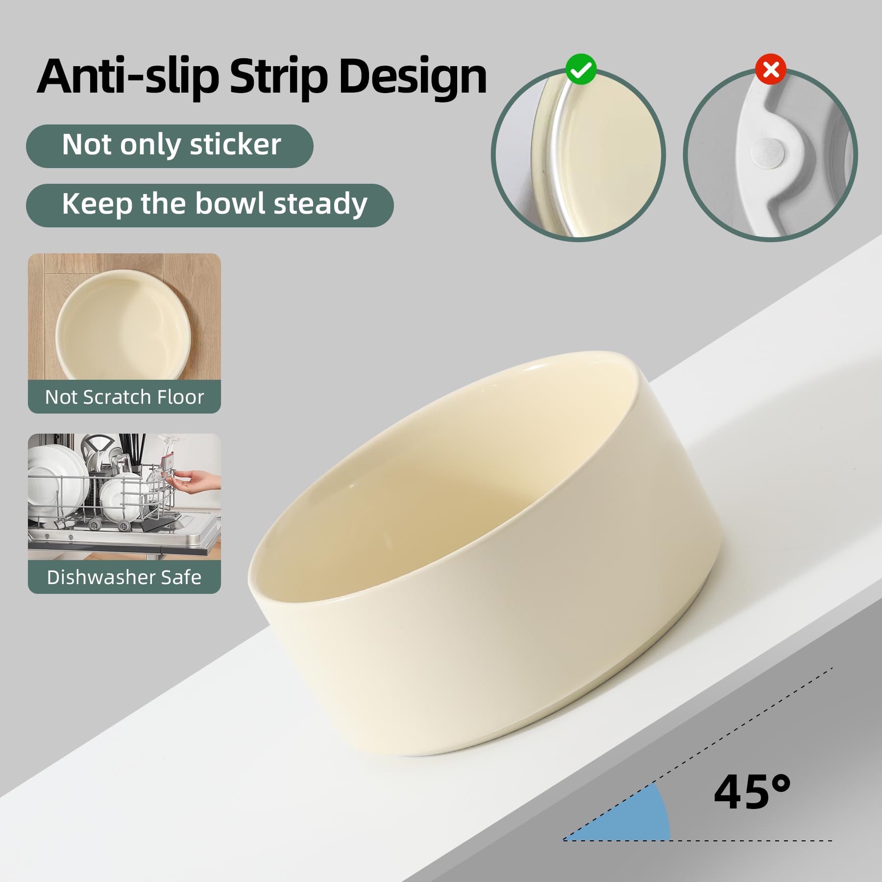 Havniva raised bowl with non-slip base stays steady for calm meals.