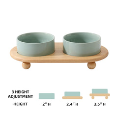 Havniva raised cat water bowl on wooden stand for comfortable feeding height
