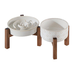 Havniva slow-feeder bowl pattern closeup supports safer slower meals.