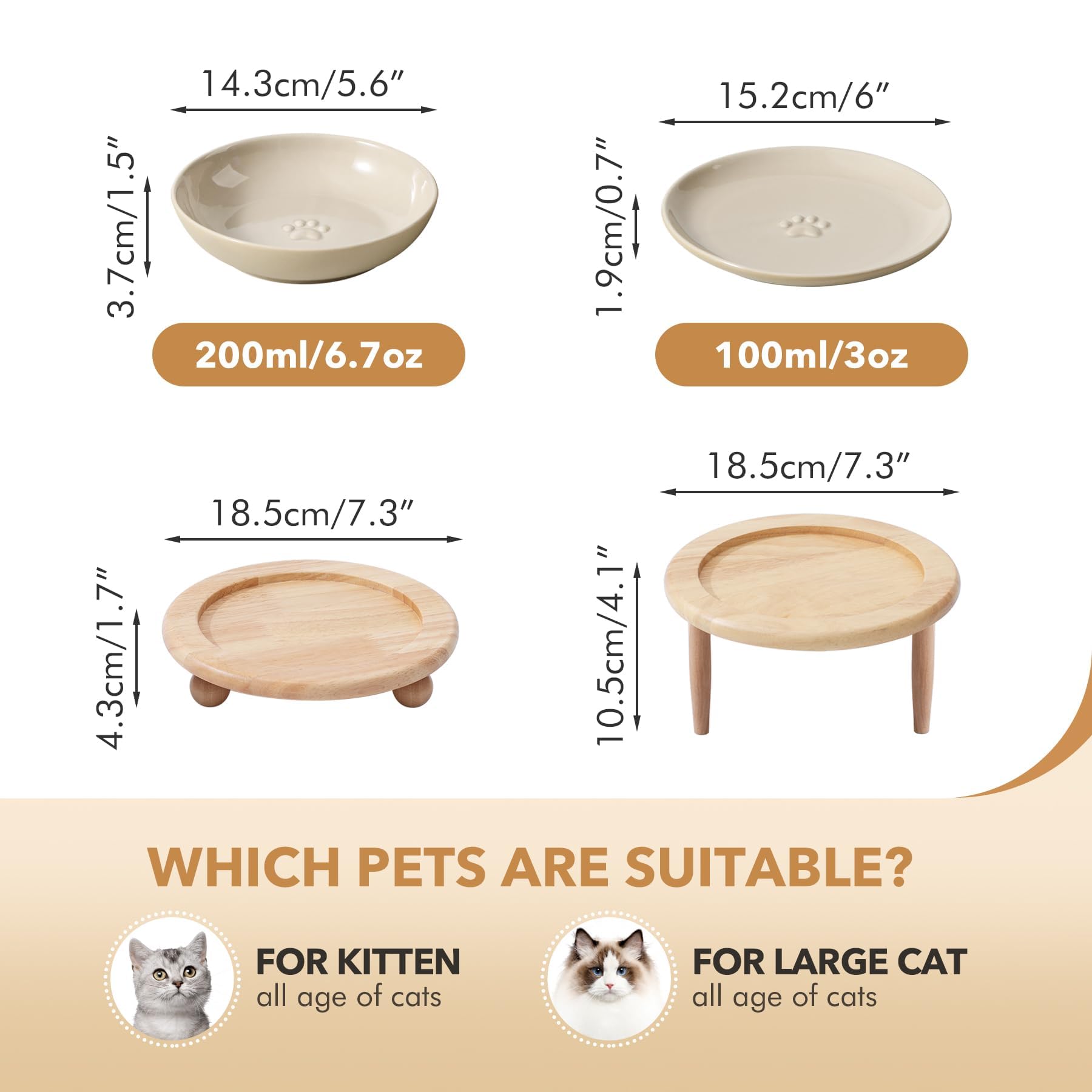 Havniva two-height stand supports kittens and adult cats during feeding