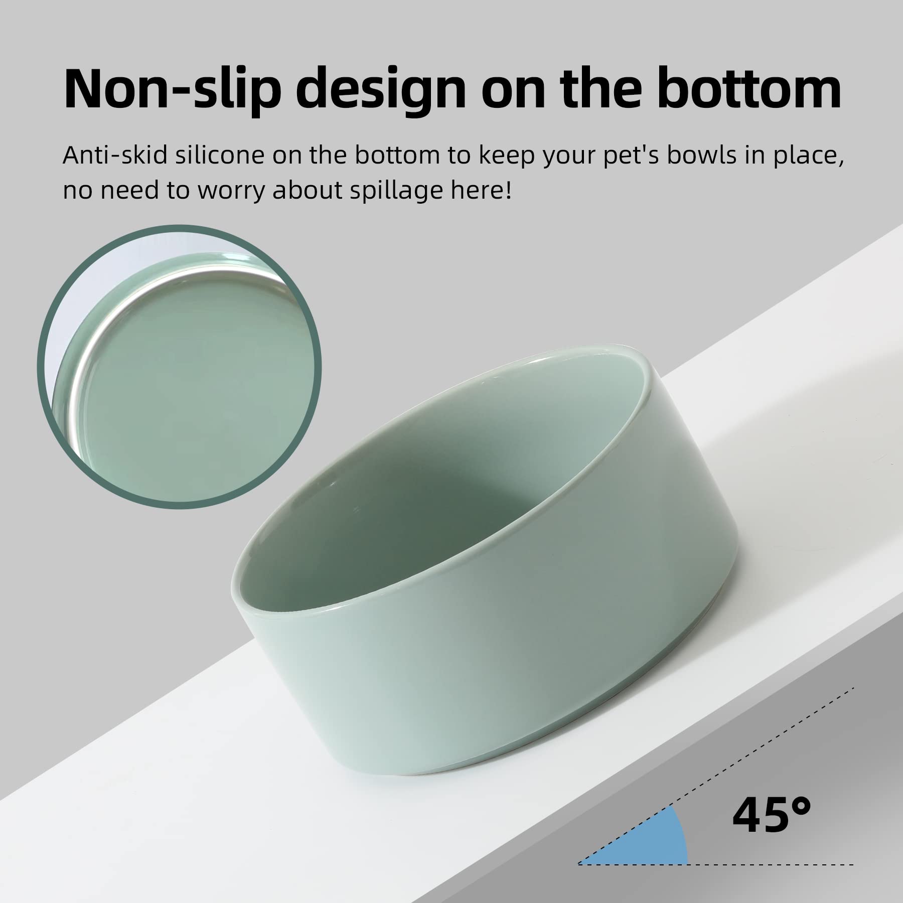Havniva raised ceramic water bowls to reduce bending while drinking