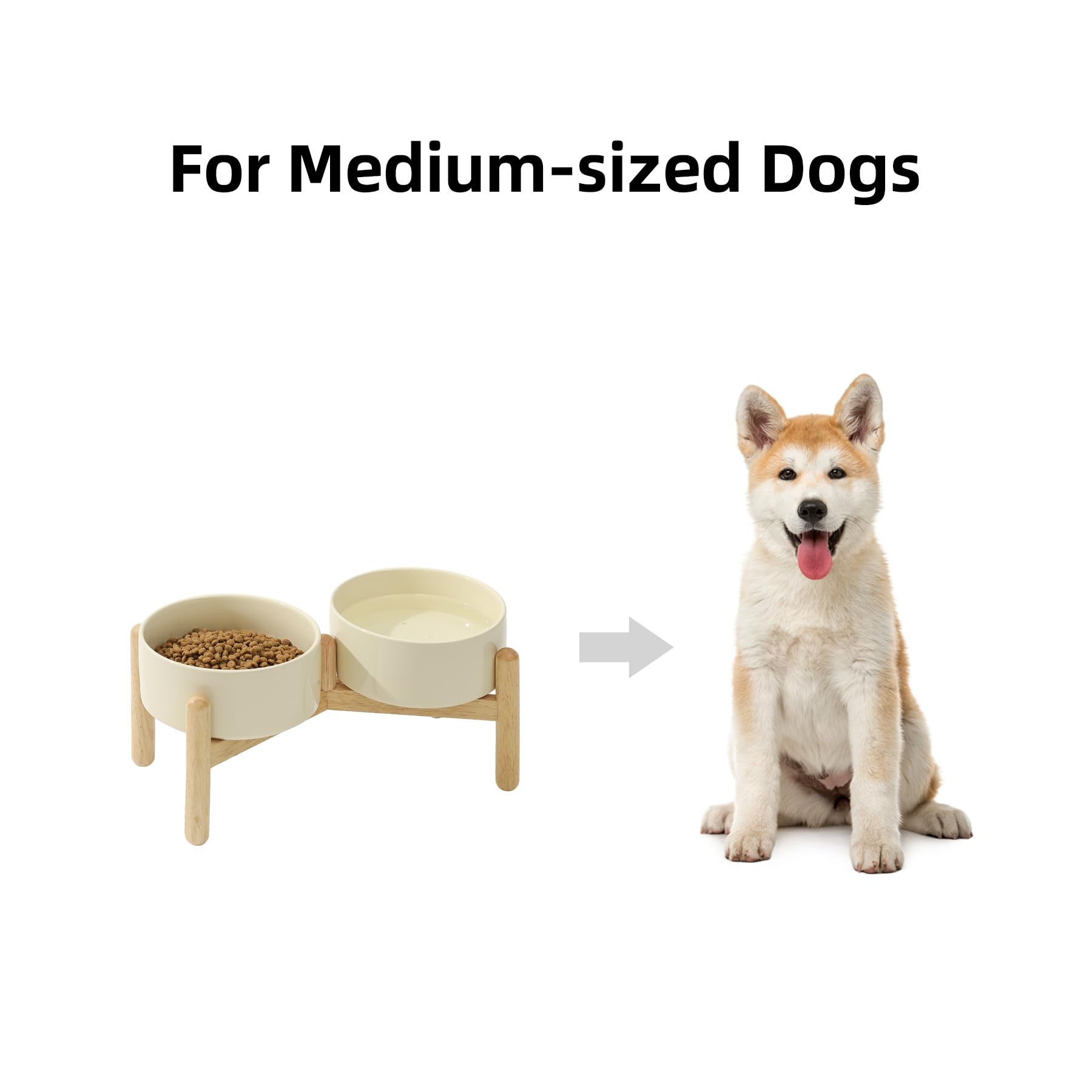 Havniva wooden stand close-up; sturdy construction supports bowls.