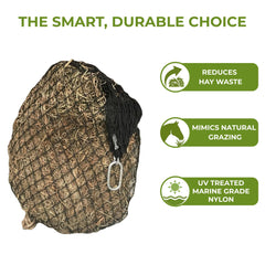 hay chix hay net holds 4–6 flakes for steady, slow feeding