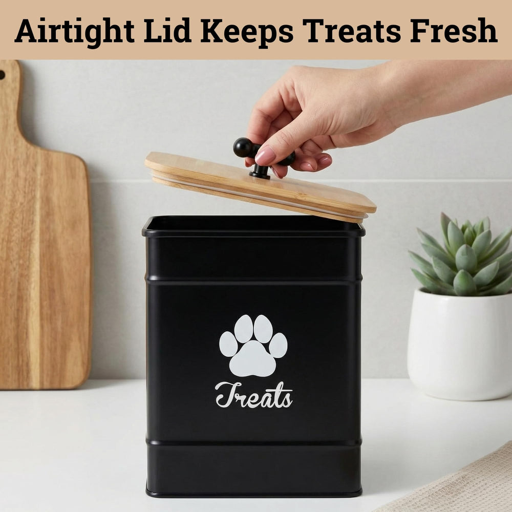 HB Design Co 12 cup capacity dog cookie jar stores plenty of treats