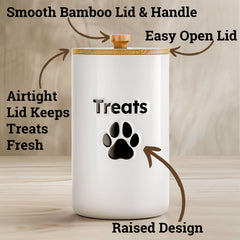 HB Design Co 7-cup ceramic jar stores dog treats neatly on the counter