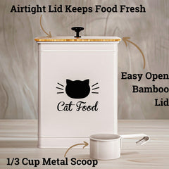 HB Design Co airtight bamboo lid preserves dryness for cat food storage.