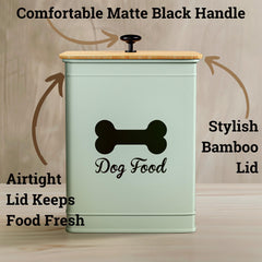 HB Design Co. airtight bamboo lid keeps kibble dry and fresh.