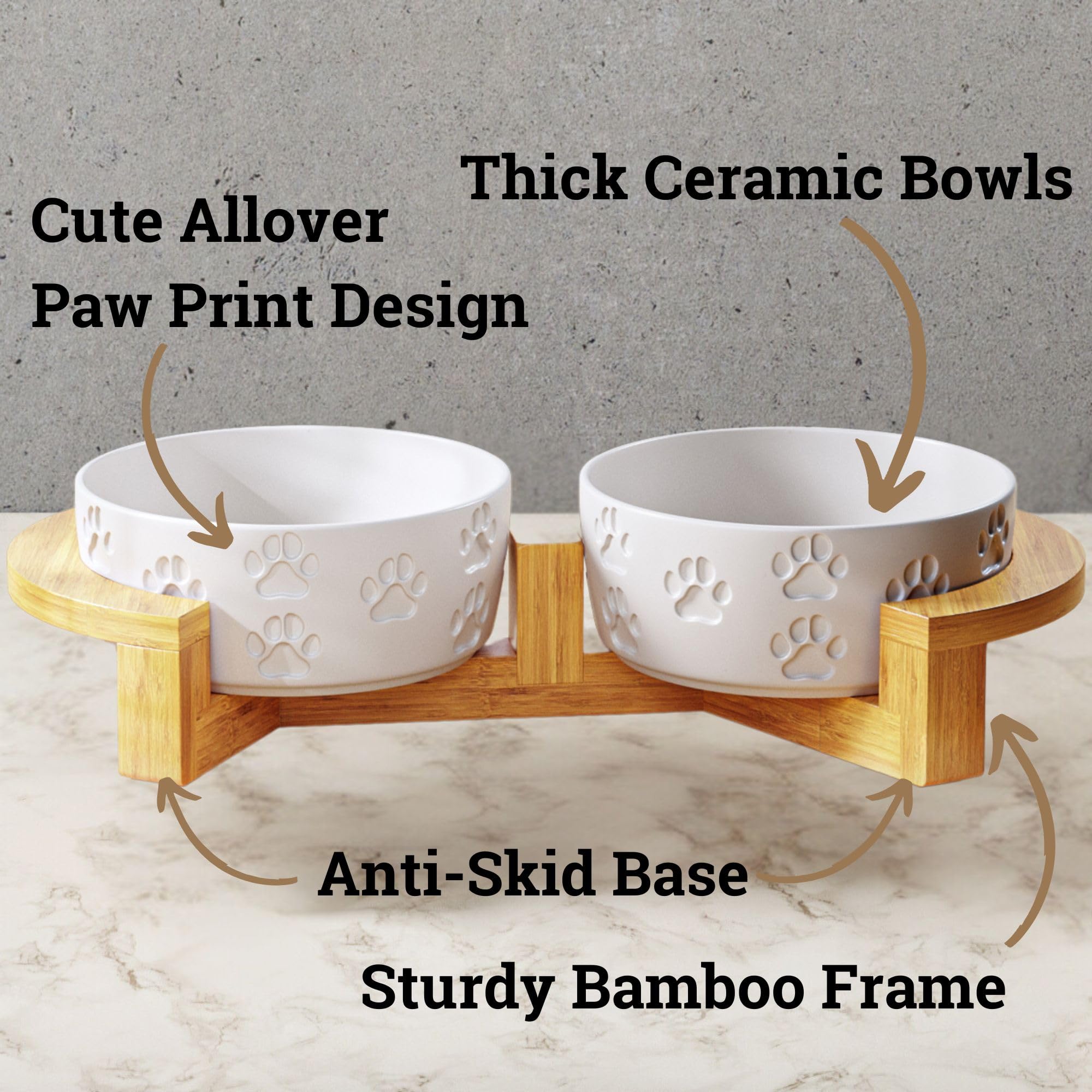 HB Design Co bamboo stand with anti-slip pads, keeps bowls steady during meals.