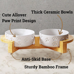 HB Design Co bamboo stand with anti-slip pads, keeps bowls steady during meals.