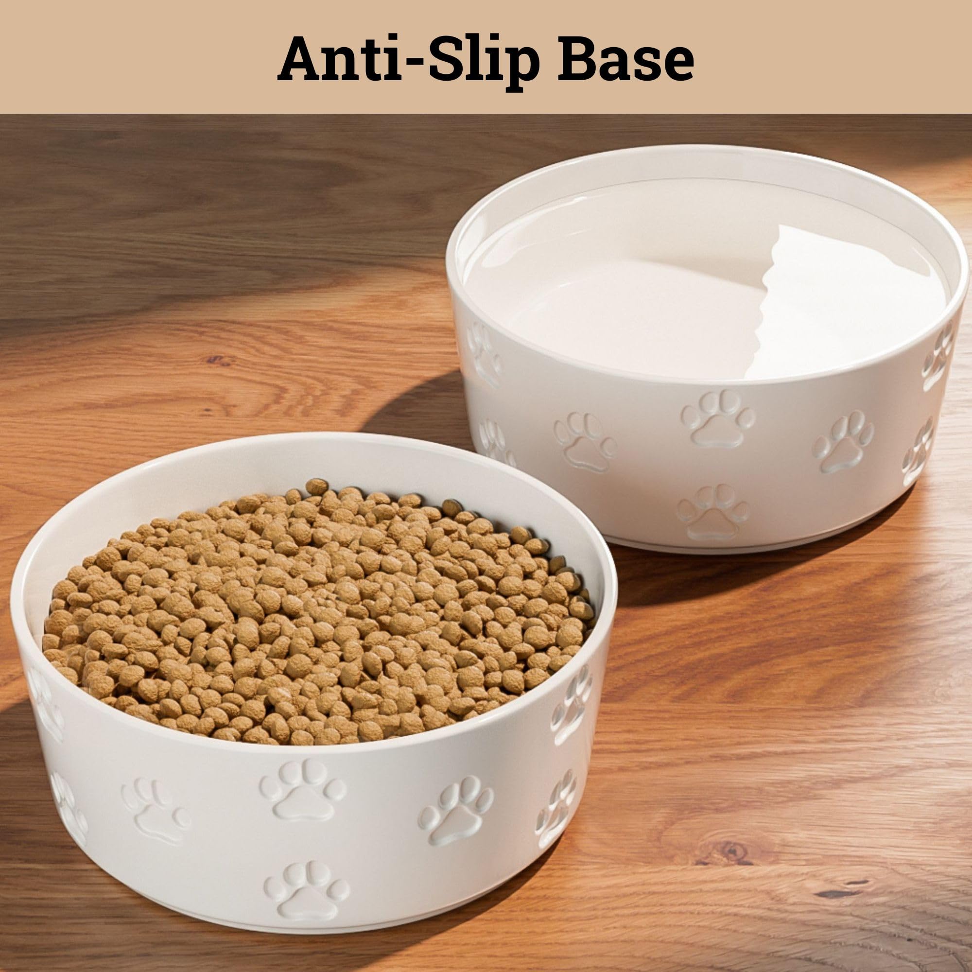 HB Design Co bowls with paw-print decor for a stylish feed area