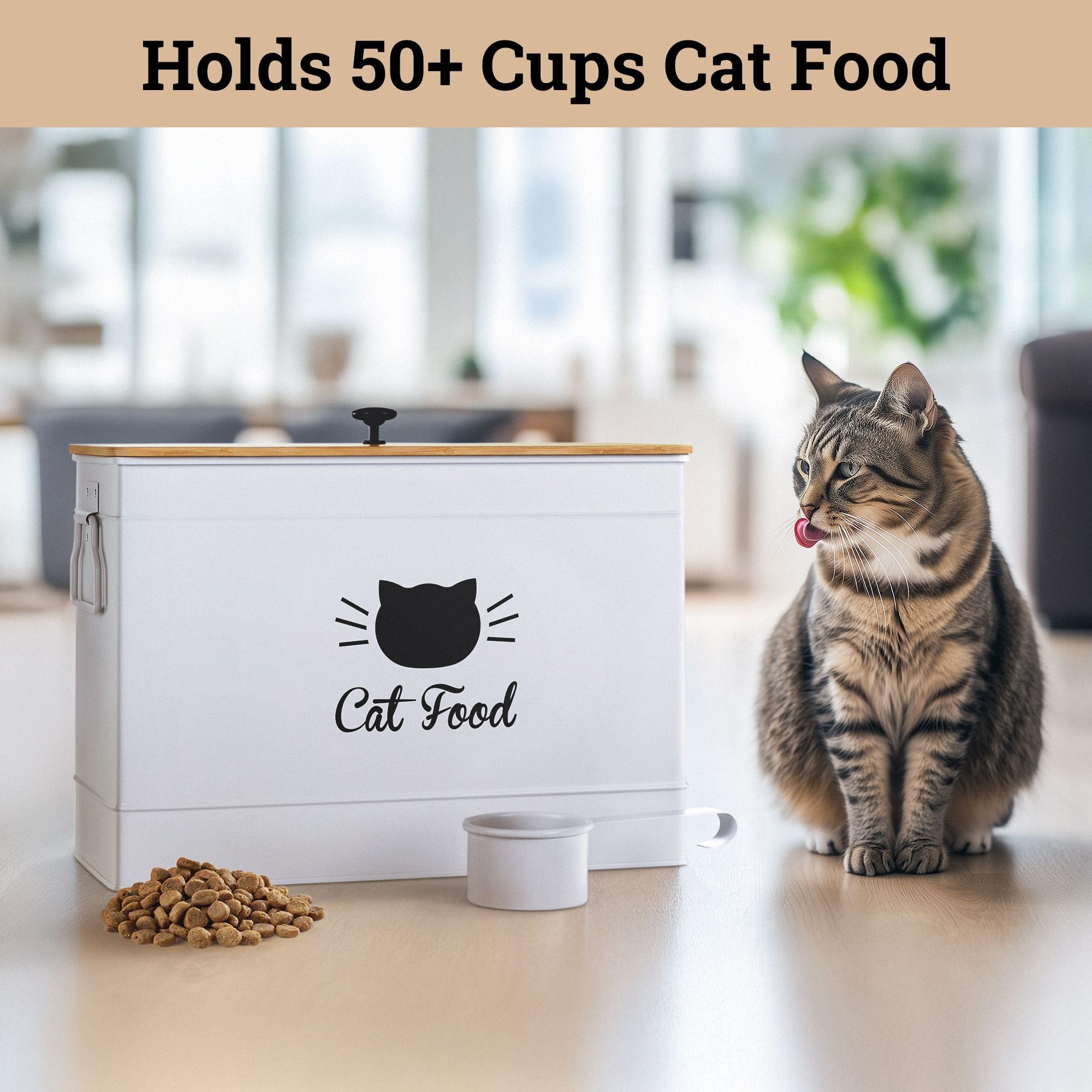 HB Design Co 15 lb capacity keeps kibble organized in a slim pantry bin.