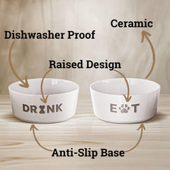HB Design Co bowl featuring the 'DRINK' text for water separation.