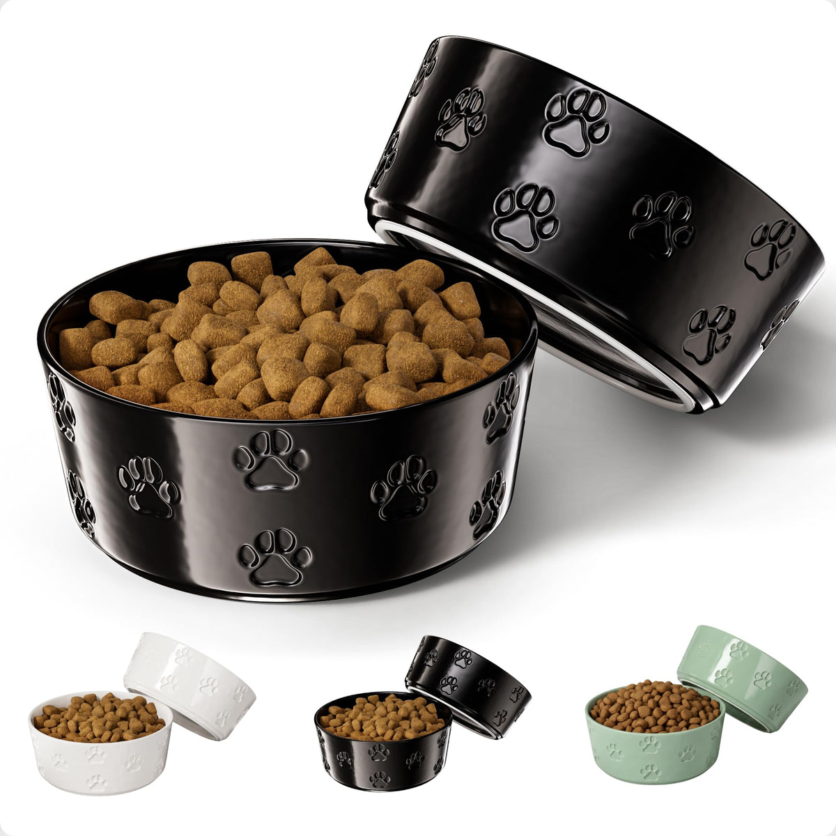HB Design Co ceramic dog bowls with anti-slip base keep meals steady.