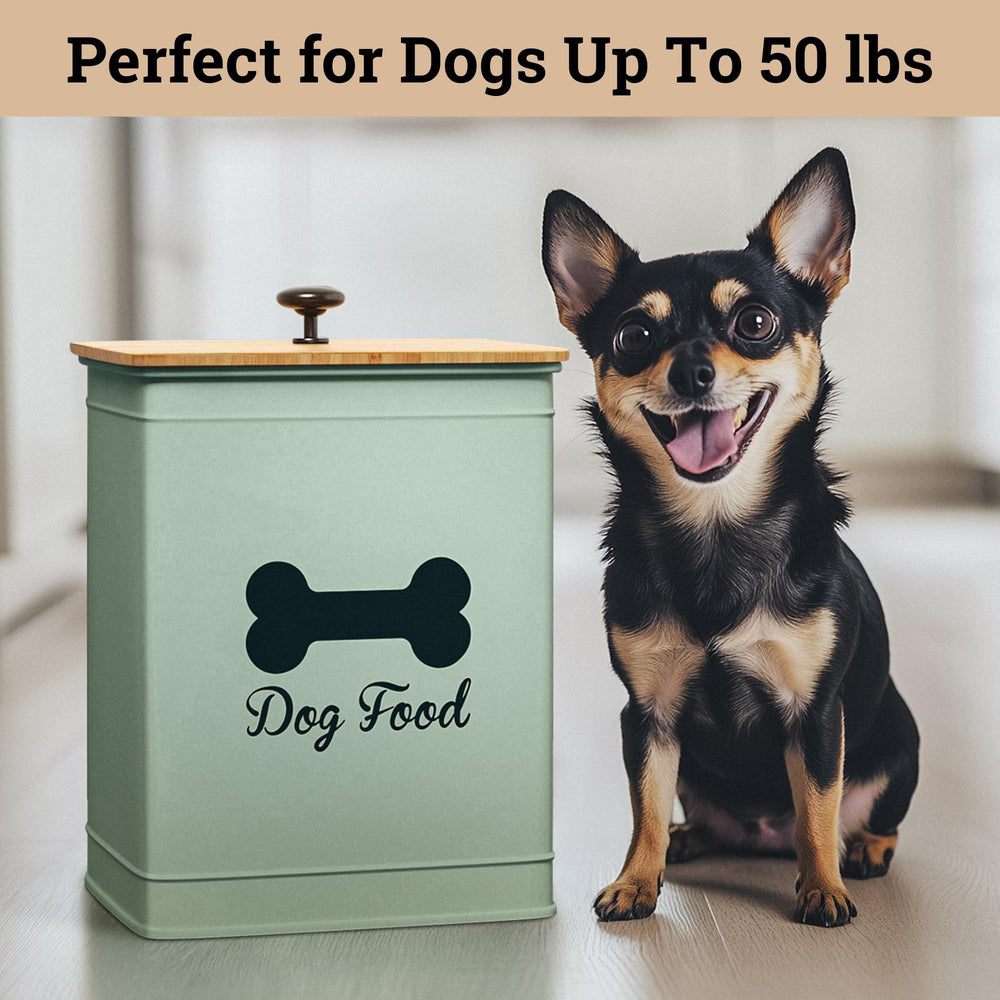 HB Design Co. decorative dog food container with bamboo lid for stylish storage.