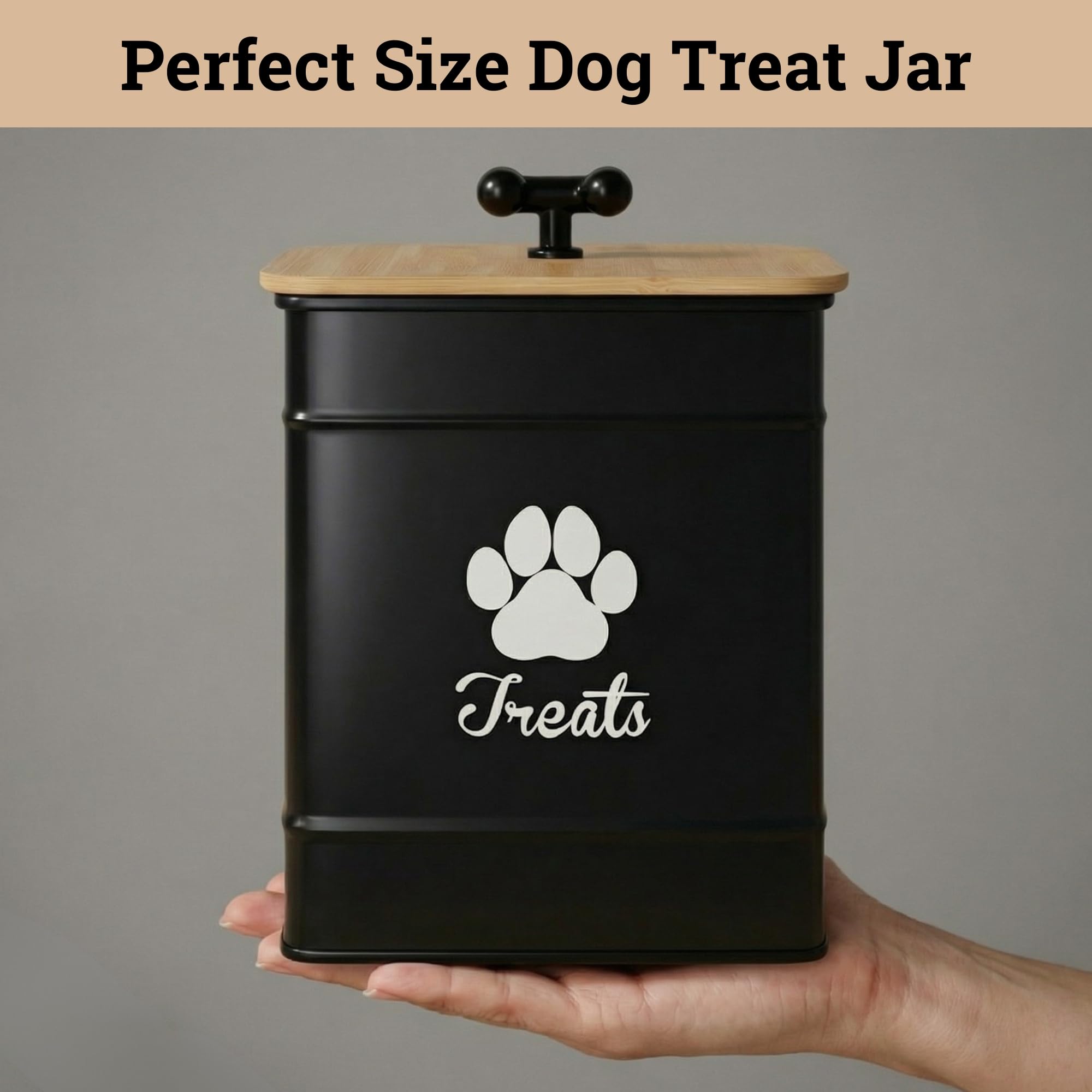 HB Design Co dog biscuit container keeps treats organized