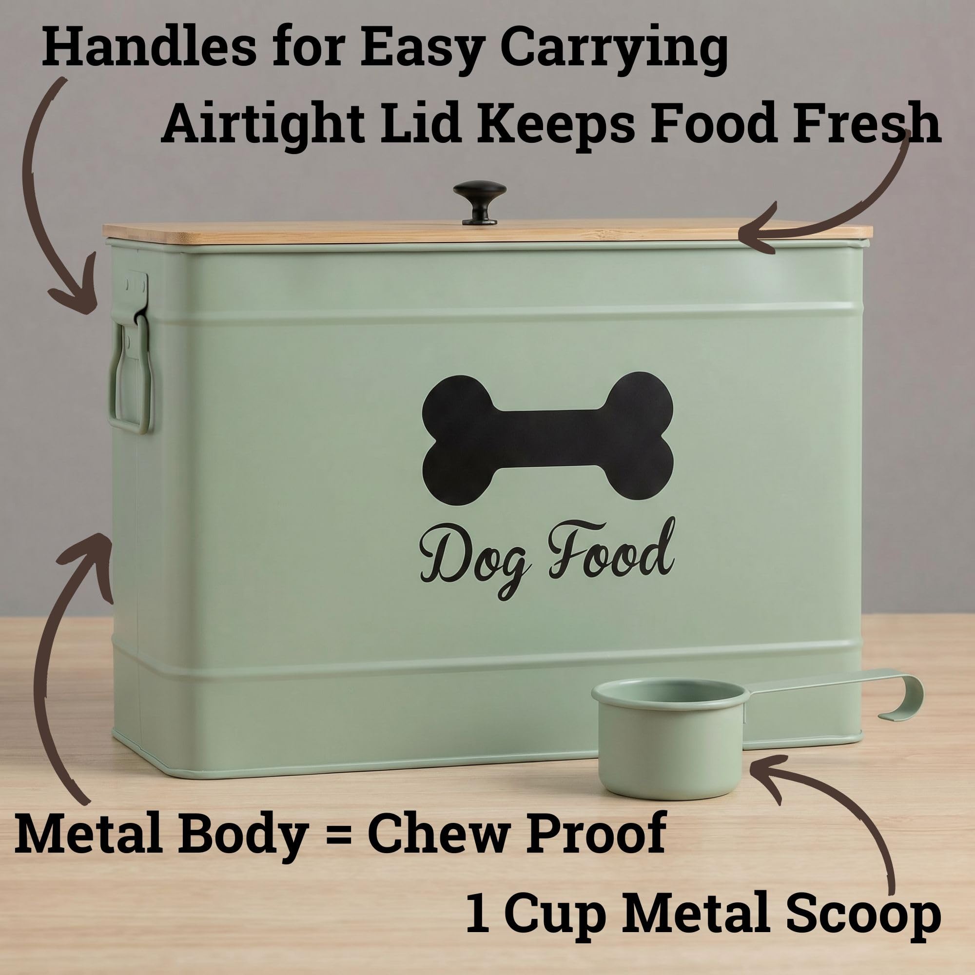 HB Design Co 70-cup capacity storage bin for organized dry food portions.