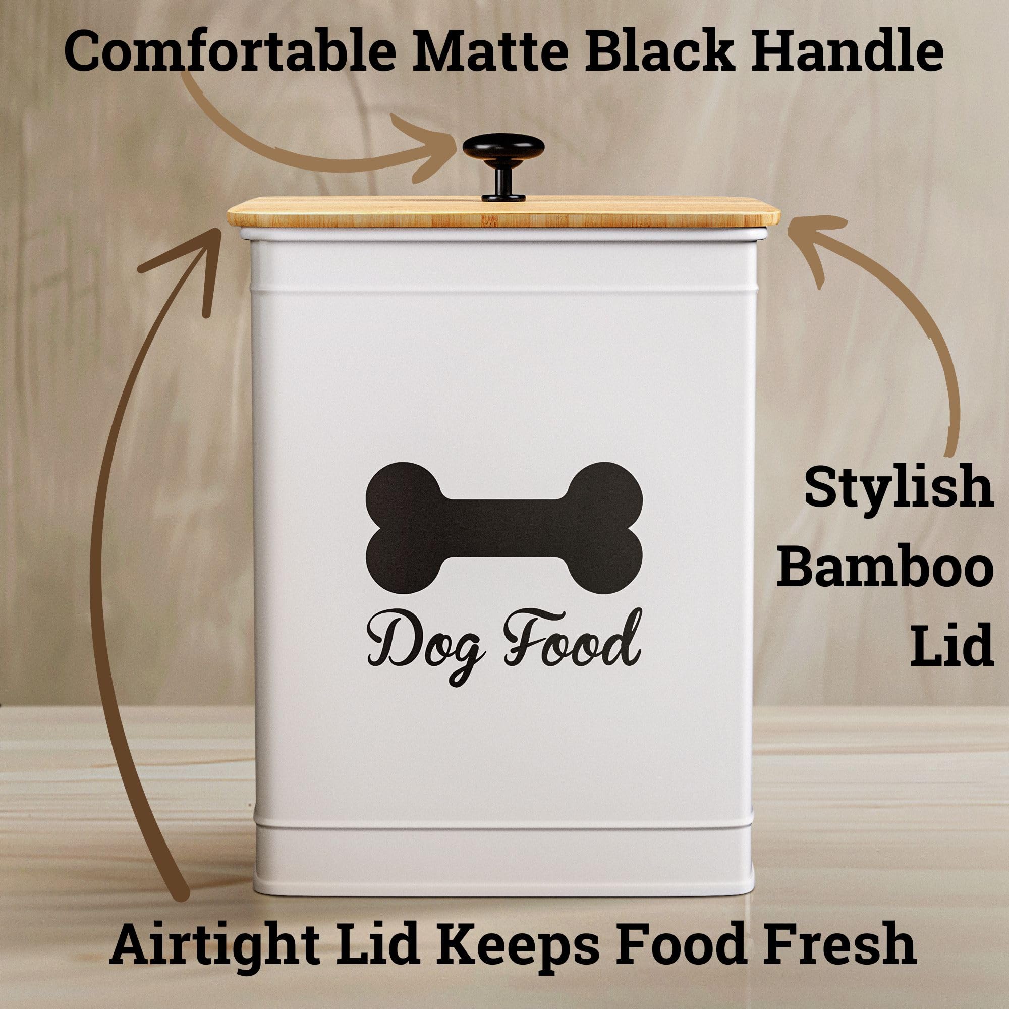 HB Design Co. bamboo lid container keeps kibble dry with easy-access serving