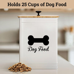 HB Design Co. dog food container features a sturdy metal handle for smooth lifting
