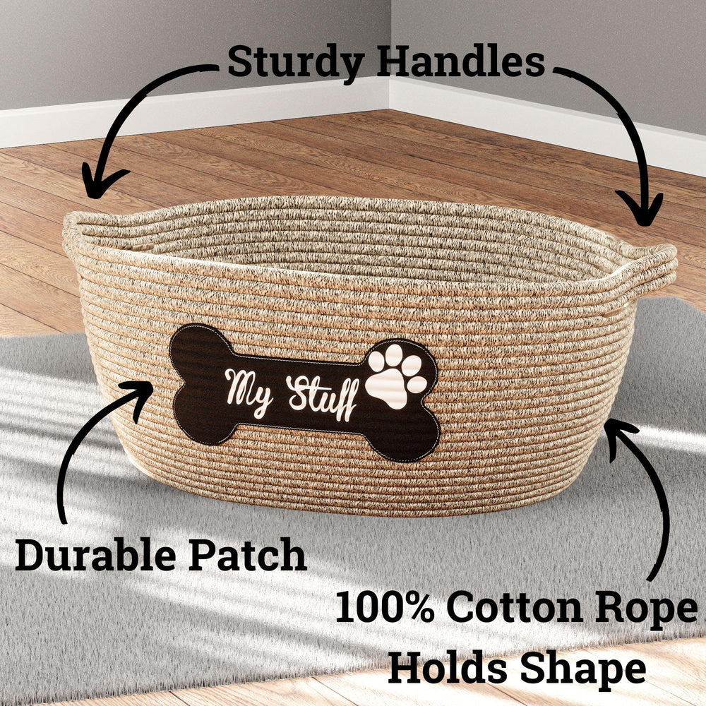 HB Design Co basket measures 18x13x8 inches for versatile living room toy storage.