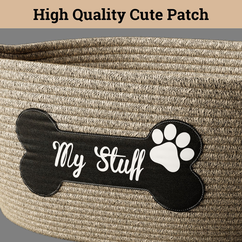 HB Design Co storage basket fits stuffed toys, balls, bones, and more.