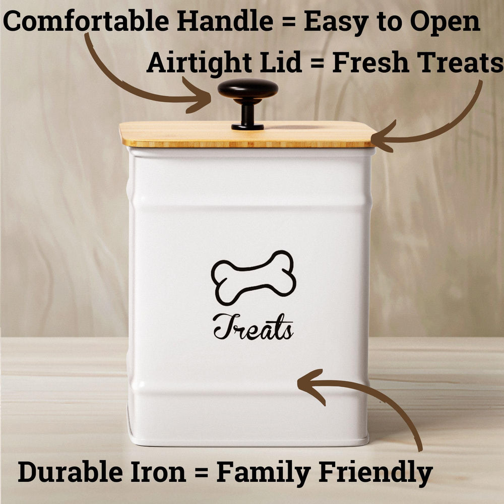 HB Design Co. dog treat container showing 7-cup capacity inside view for storage