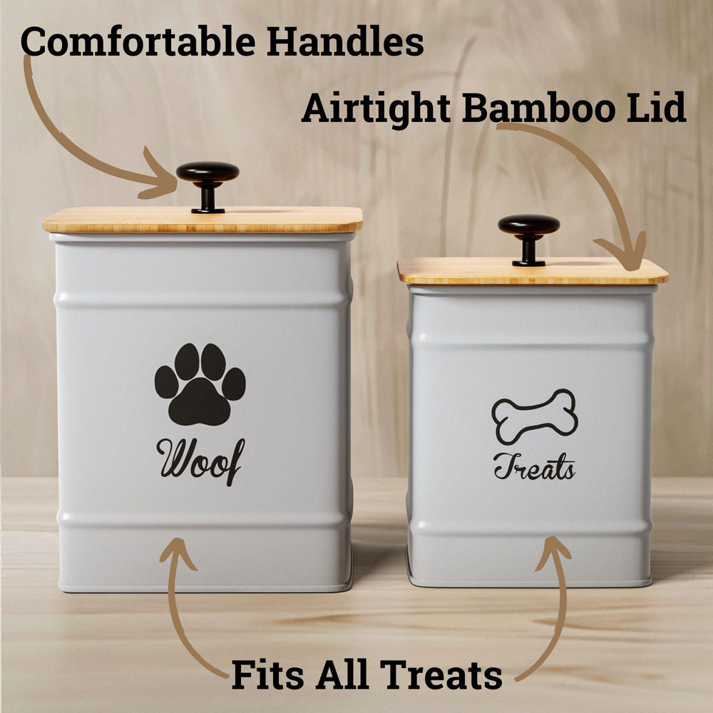 HB Design Co dog treat container 7x5 inch fits compact spaces and small rooms.