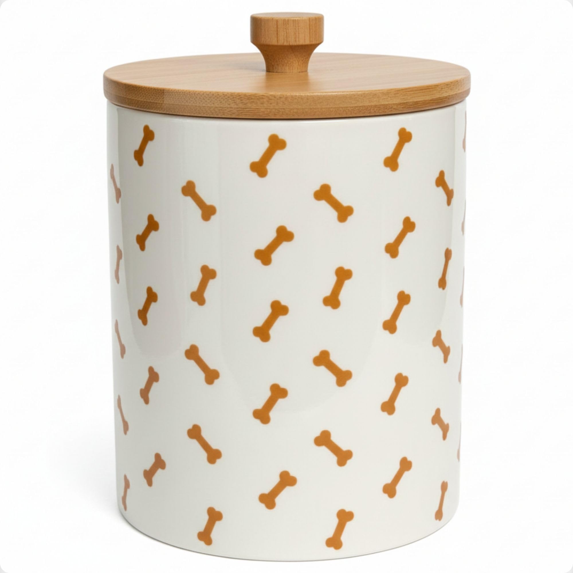 HB Design Co. dog treat container with airtight lid keeps treats fresh.