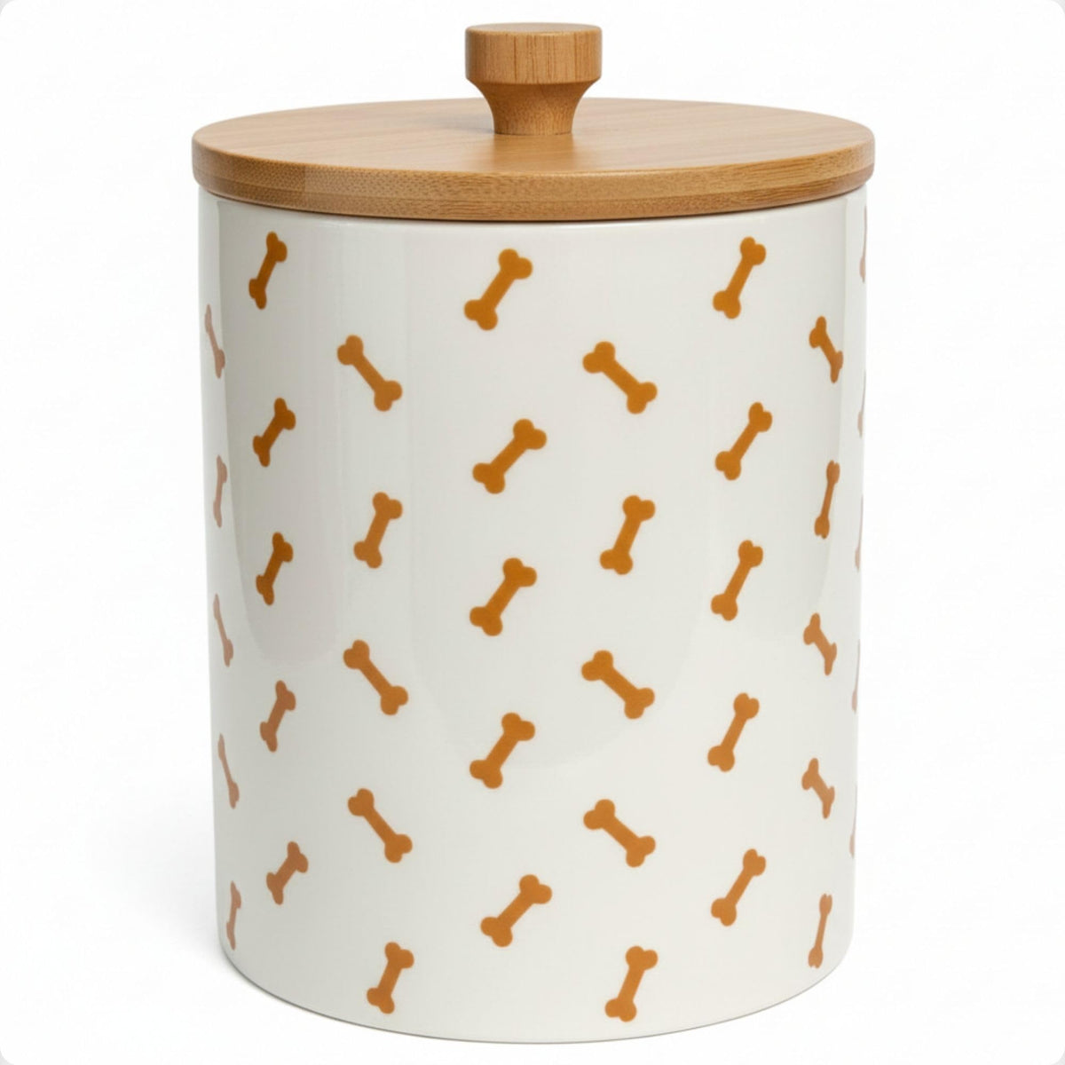 HB Design Co. dog treat container with airtight lid keeps treats fresh.