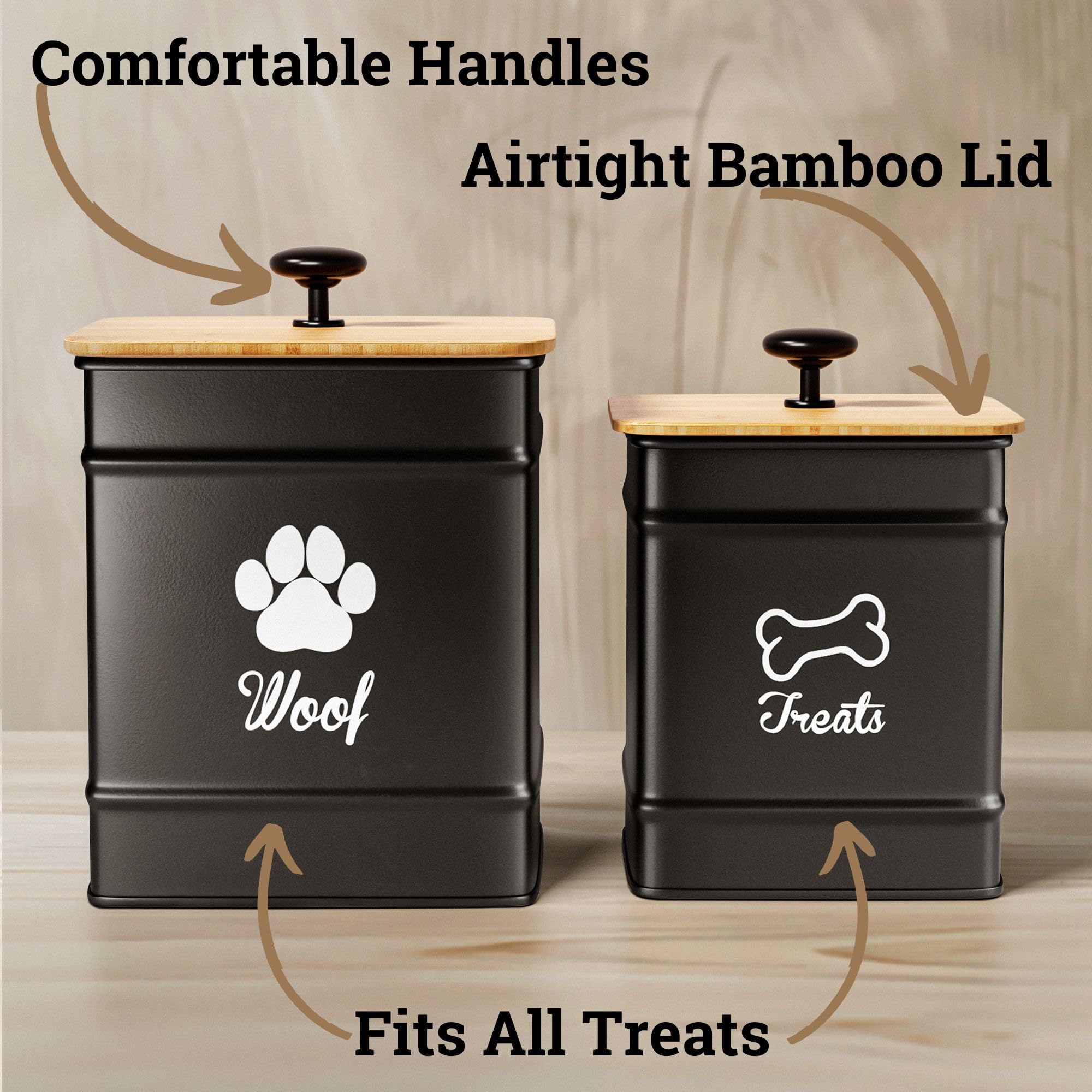 HB Design Co. 7x5 inch dog treat jar for compact shelf storage