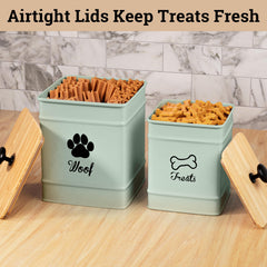 HB Design Co kitchen counter display with sage green jars