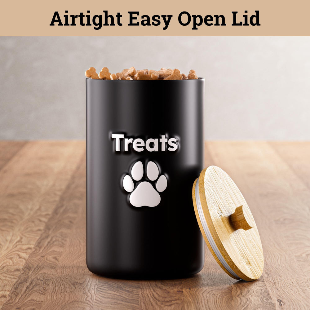 HB Design Co dog treat container side profile demonstrates compact kitchen-friendly design.